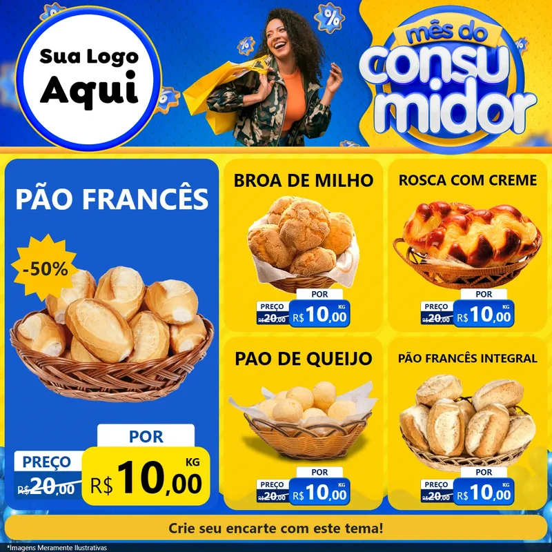 Modelo de Rede Social para Feed Facebook com o tema Mês do Consumidor para Padaria