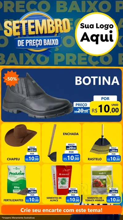Modelo de Rede Social para Stories com o tema Setembro De Preço Baixo para Agropecuária