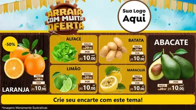 Modelo de TV para TV Horizontal com o tema Ofertas de São João - Junina para Hortifrúti
