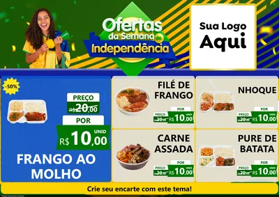 Modelo de Encarte para Encarte A4 Horizontal com o tema Ofertas da Semana da Independência para Restaurante