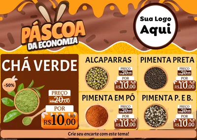 Modelo de Encarte para Encarte A4 Horizontal com o tema Páscoa da Economia para Produtos Naturais