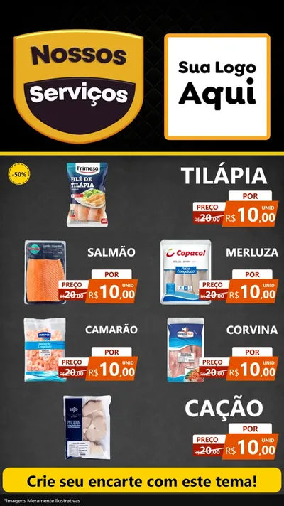 Modelo de TV para TV Vertical com o tema Nossos Serviços para Peixaria