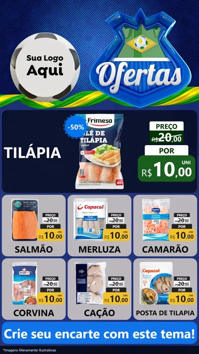 Modelo de Rede Social para Stories com o tema Ofertas (Futebol) para Peixaria