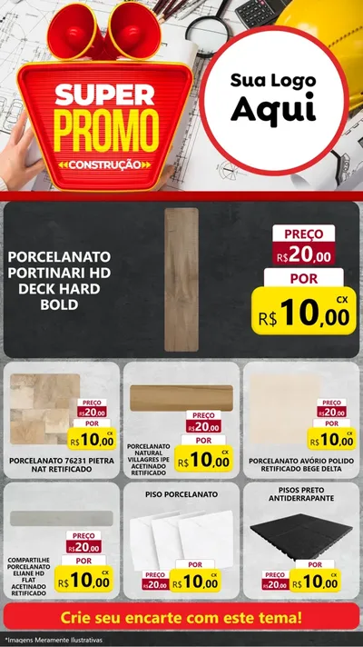 Modelo de Rede Social para Stories com o tema Super Promoção Construção para Pisos e revestimentos