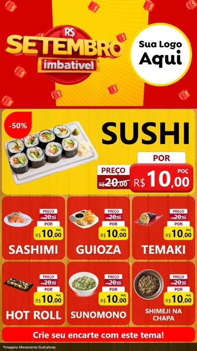 Modelo de Rede Social para Stories com o tema Setembro Imbatível para Comida japonesa
