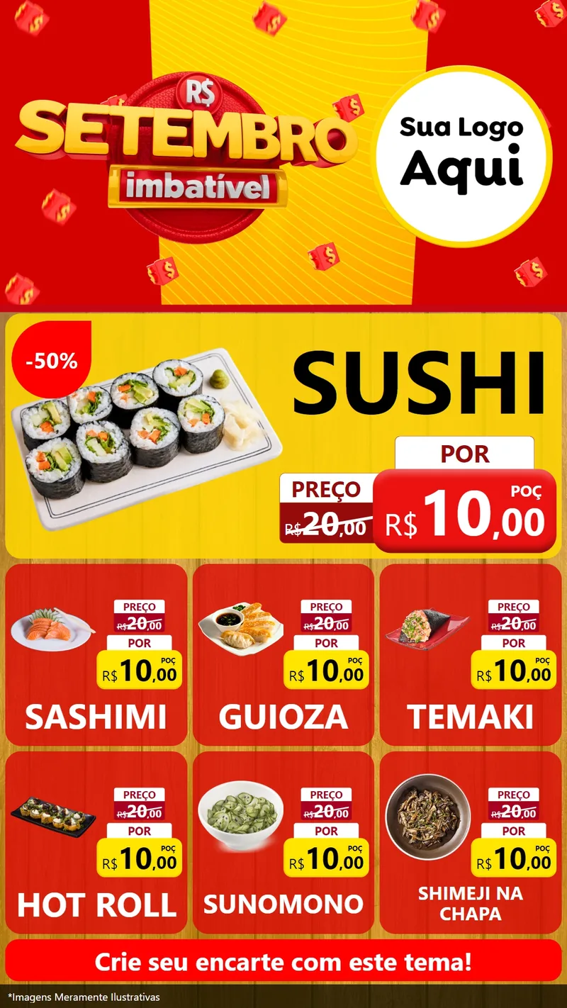 Modelo de Rede Social para Stories com o tema Setembro Imbatível para Comida japonesa