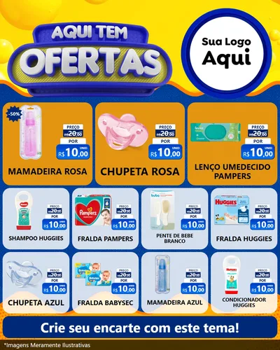 Modelo de Rede Social para Feed Instagram com o tema Aqui Tem Ofertas para Bebês