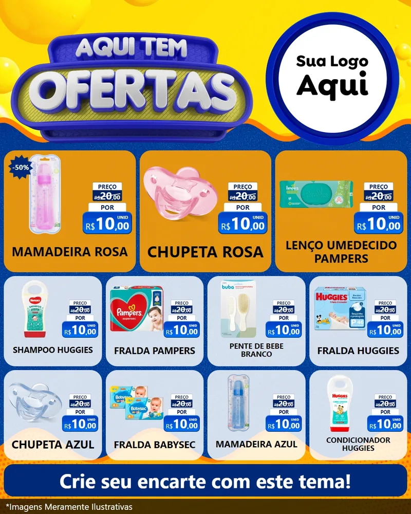Modelo de Rede Social para Feed Instagram com o tema Aqui Tem Ofertas para Bebês