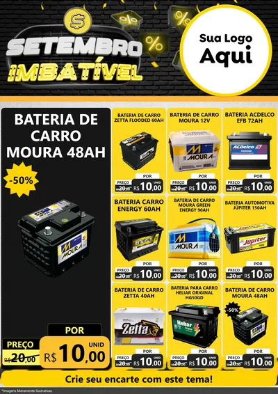 Modelo de Encarte para Encarte A4 Vertical com o tema Setembro Imbatível para Baterias Elétricas