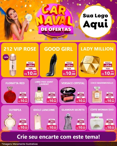 Modelo de Rede Social para Feed Instagram com o tema Carnaval de Ofertas para Perfumes