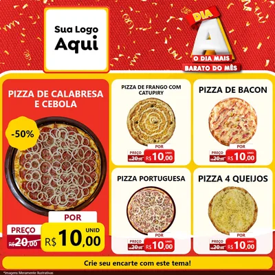 Modelo de Rede Social para Feed Facebook com o tema Dia A o Dia Mais Barato do Mês para Pizzaria