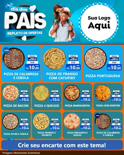 Modelo de Rede Social para Feed Instagram com o tema Dia Dos Pais Repleto de Ofertas para Pizzaria