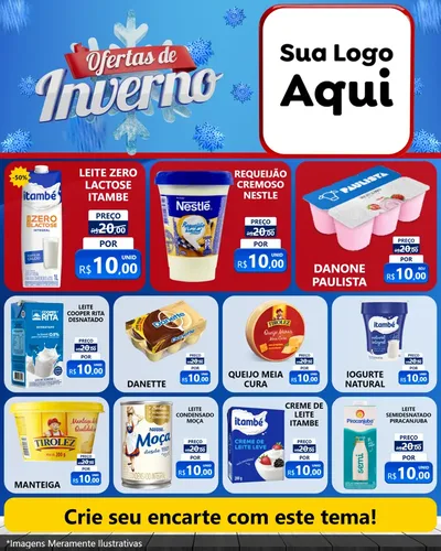 Modelo de Rede Social para Feed Instagram com o tema Ofertas de Inverno para Frios e Laticínios