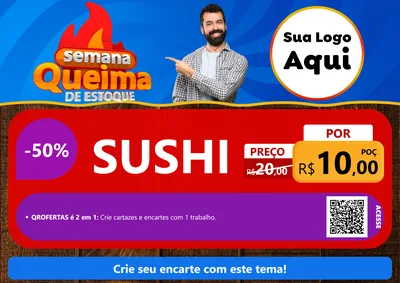 Modelo de Cartaz para Cartaz A4 Horizontal com o tema Semana Queima de Estoque para Comida japonesa