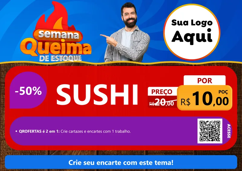 Modelo de Cartaz para Cartaz A4 Horizontal com o tema Semana Queima de Estoque para Comida japonesa