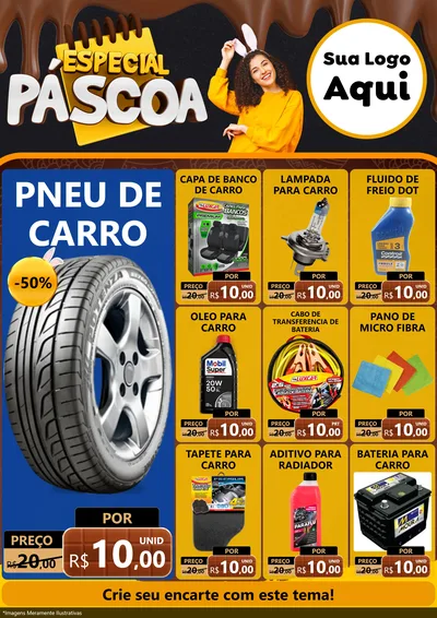 Modelo de Encarte para Encarte A4 Vertical com o tema Especial Páscoa para Auto peças