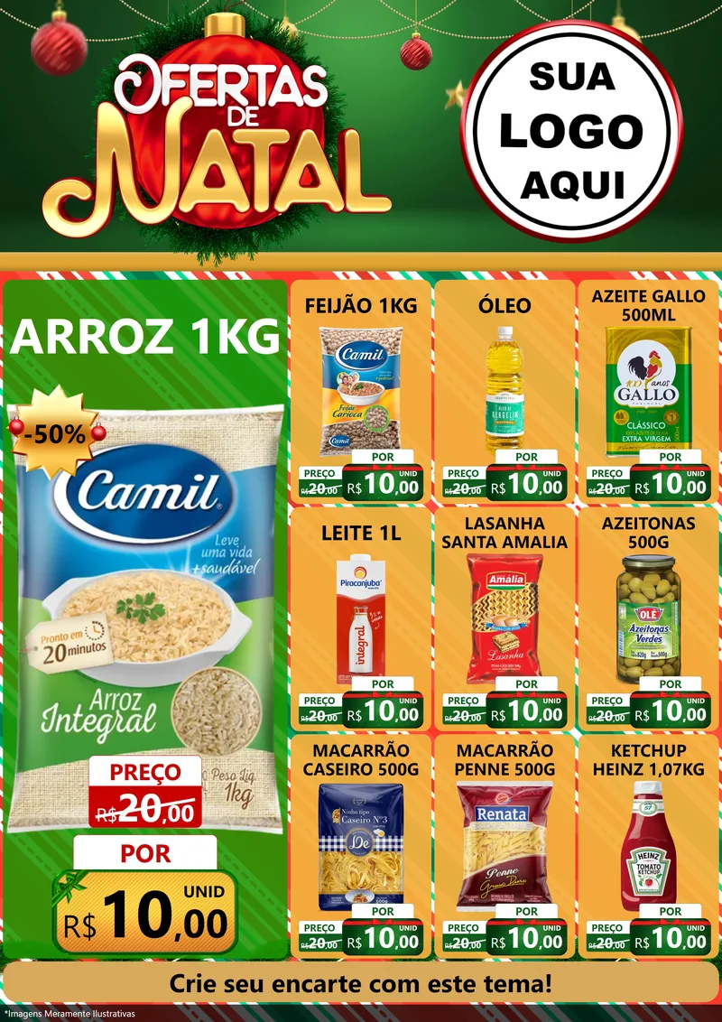 Modelo de Encarte para Encarte A4 Vertical com o tema Ofertas de Natal para Supermercado
