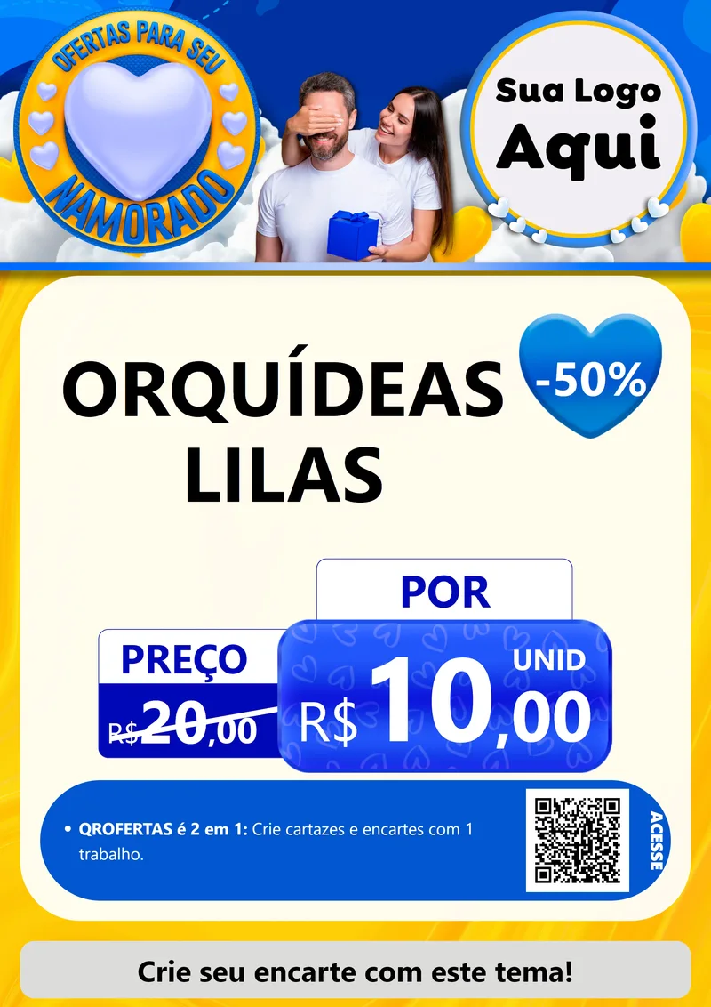 Modelo de Cartaz para Cartaz A4 Vertical com o tema Ofertas Para Seu Namorado para Floricultura e jardim