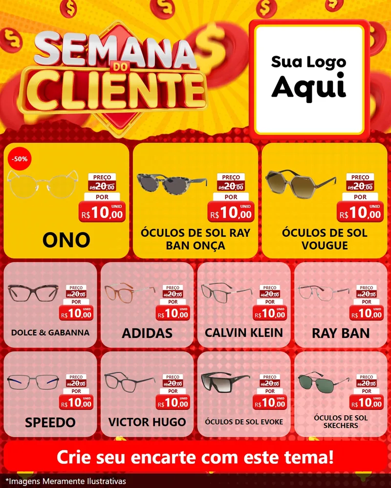 Modelo de Rede Social para Feed Instagram com o tema Semana do Cliente para Óticas