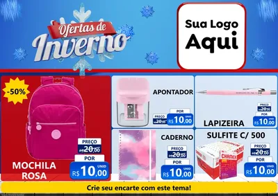 Modelo de Encarte para Encarte A4 Horizontal com o tema Ofertas de Inverno para Papelaria