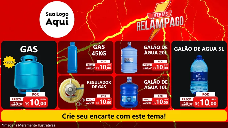 Modelo de TV para TV Horizontal com o tema Ofertas Relâmpago para Água e gás