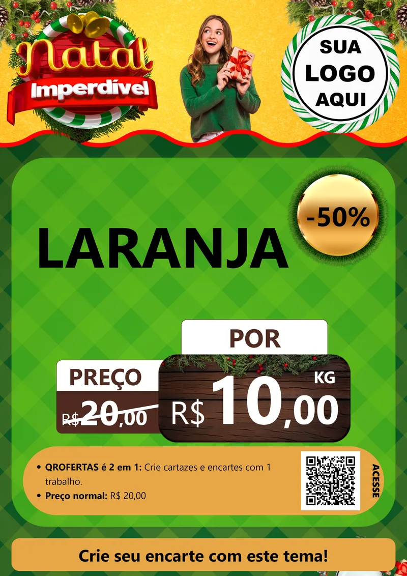 Modelo de Cartaz para Cartaz A4 Vertical com o tema Natal Imperdível para Hortifrúti