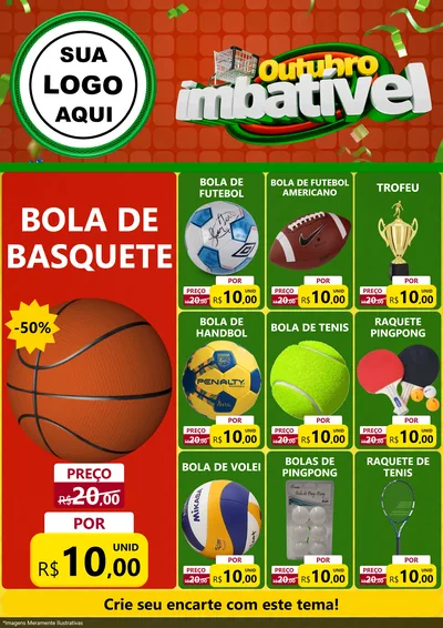 Modelo de Encarte para Encarte A4 Vertical com o tema Outubro Imbatível para Artigos Esportivos
