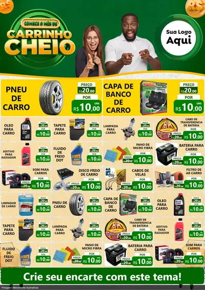 Modelo de Encarte para Encarte A4 Vertical com o tema Carrinho Cheio para Auto peças