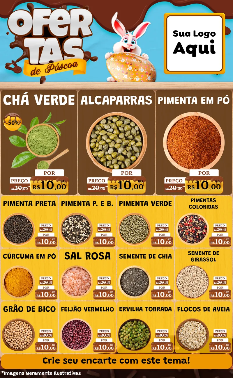 Modelo de Encarte para Encarte Grande com o tema Ofertas de Páscoa para Produtos Naturais