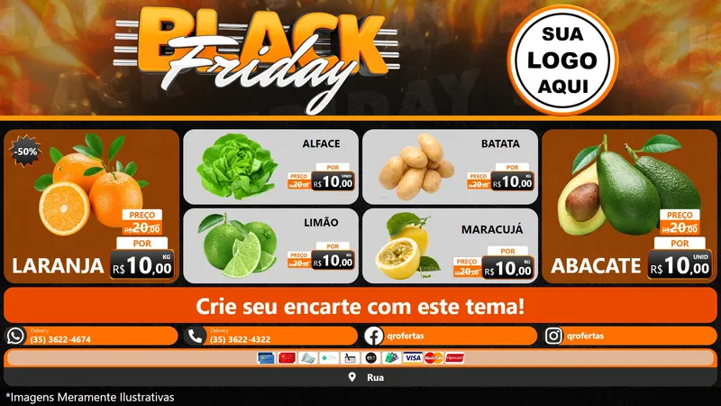 Modelo de TV para TV Horizontal com o tema Black Friday para Hortifrúti