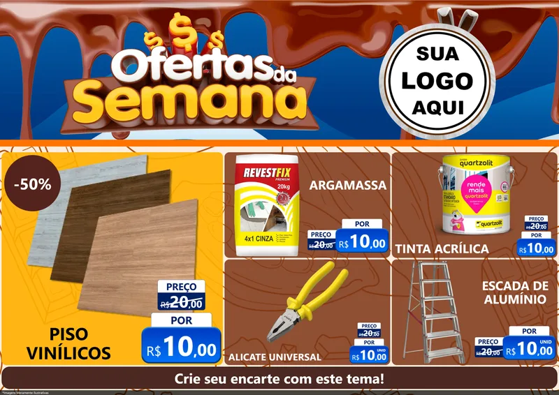 Modelo de Encarte para Encarte A4 Horizontal com o tema Ofertas da Semana - Páscoa para Material para Construção