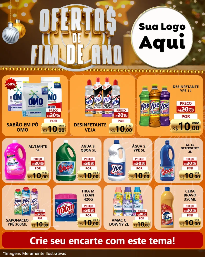Modelo de Rede Social para Feed Instagram com o tema Ofertas de Fim de Ano para Produtos de Limpeza
