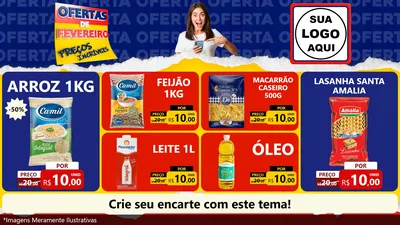 Modelo de TV para TV Horizontal com o tema Ofertas de Fevereiro - Preços Incríveis para Supermercado