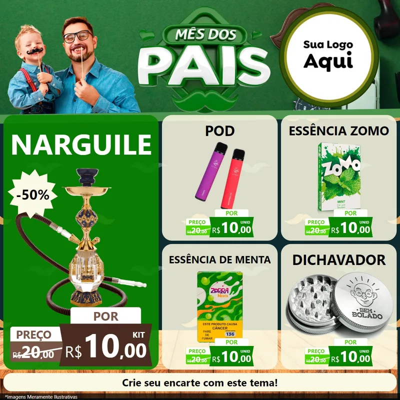 Modelo de Rede Social para Feed Facebook com o tema Mês dos Pais para Tabacaria