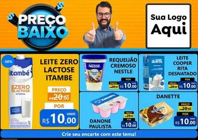 Modelo de Encarte para Encarte A4 Horizontal com o tema Preço Baixo para Frios e Laticínios
