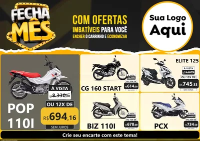Modelo de Encarte para Encarte A4 Horizontal com o tema Fecha Mês para Concessionaria de Motos