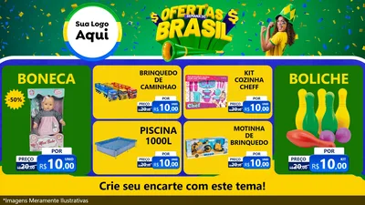 Modelo de TV para TV Horizontal com o tema Ofertas Semana do Brasil para Brinquedos