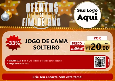 Modelo de Cartaz para Cartaz A4 Horizontal com o tema Ofertas de Fim de Ano para Cama, Mesa e Banho