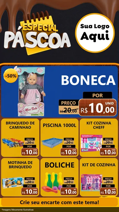 Modelo de Rede Social para Stories com o tema Especial Páscoa para Brinquedos
