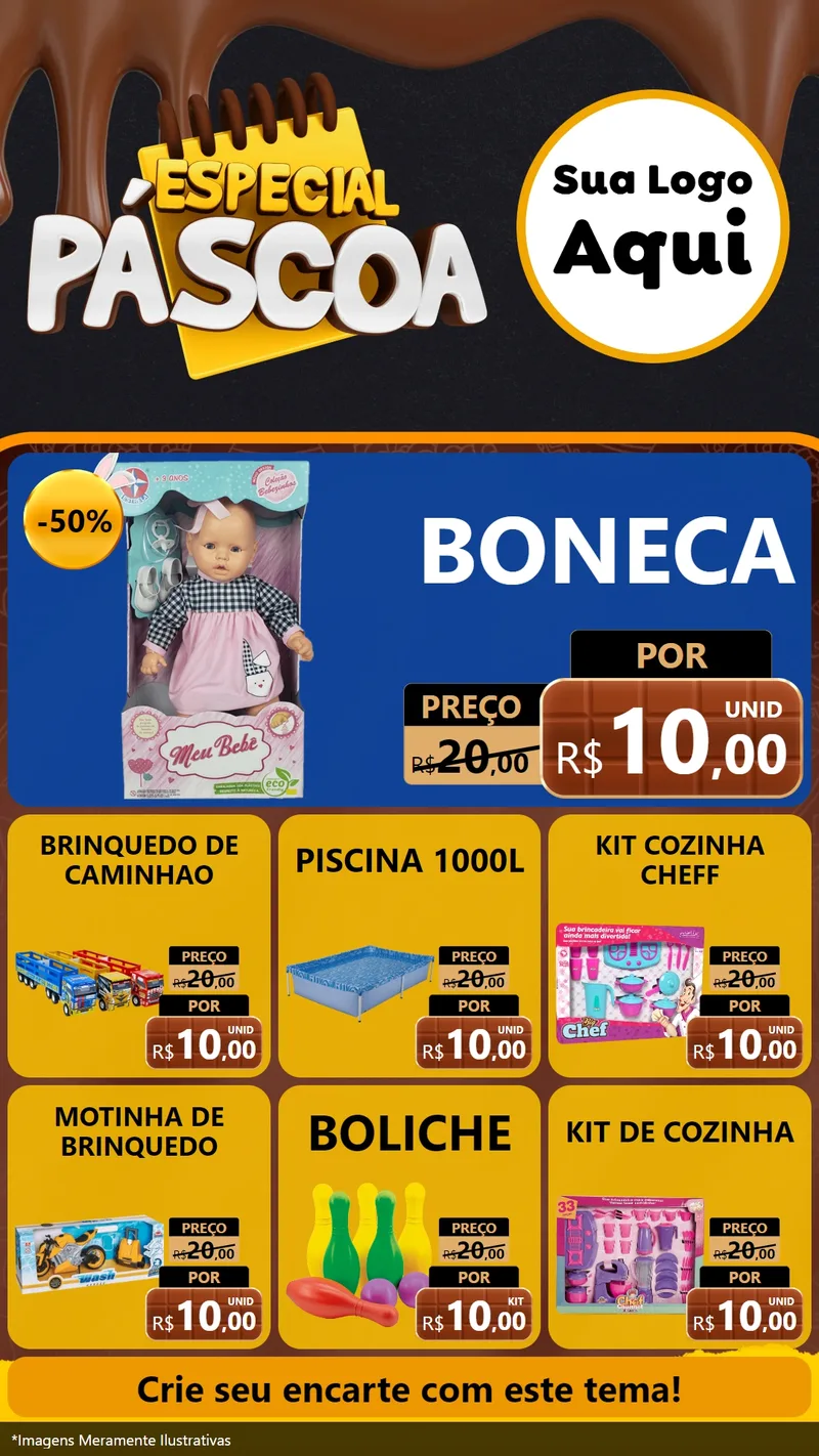 Modelo de Rede Social para Stories com o tema Especial Páscoa para Brinquedos