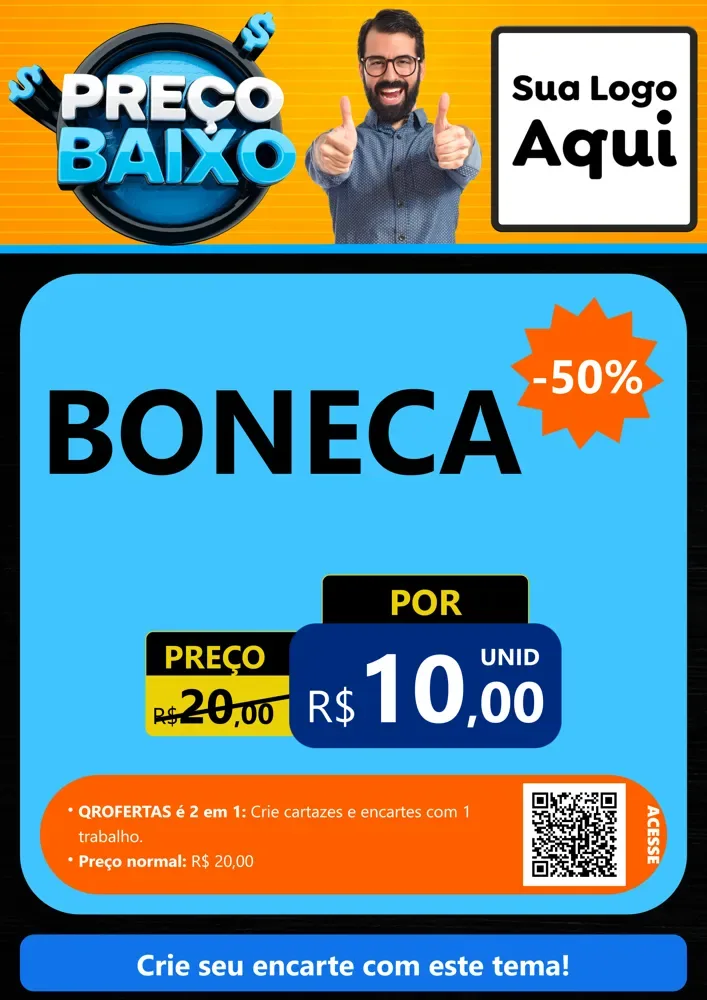Modelo de Cartaz para Cartaz A4 Vertical com o tema Preço Baixo para Brinquedos