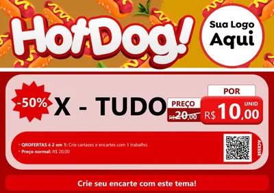 Modelo de Cartaz para Cartaz A4 Horizontal com o tema Hot Dog para Hamburgueria