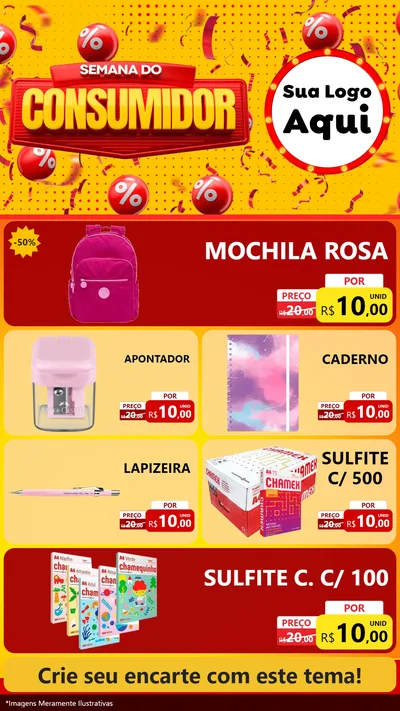 Modelo de TV para TV Vertical com o tema Semana do Consumidor para Papelaria
