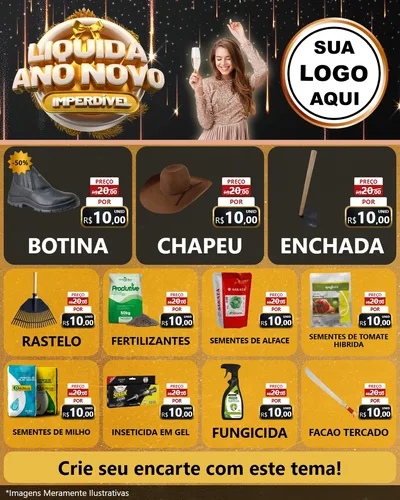 Modelo de Rede Social para Feed Instagram com o tema Liquida Ano Novo Imperdível para Agropecuária