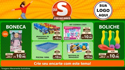 Modelo de TV para TV Horizontal com o tema Dia S - O Dia Mais Barato para Brinquedos