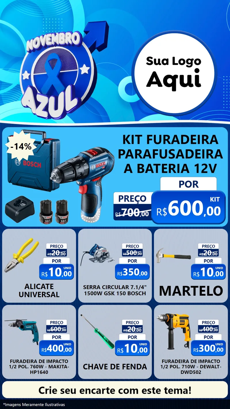 Modelo de Rede Social para Stories com o tema Novembro Azul para Maquinas e Ferramentas