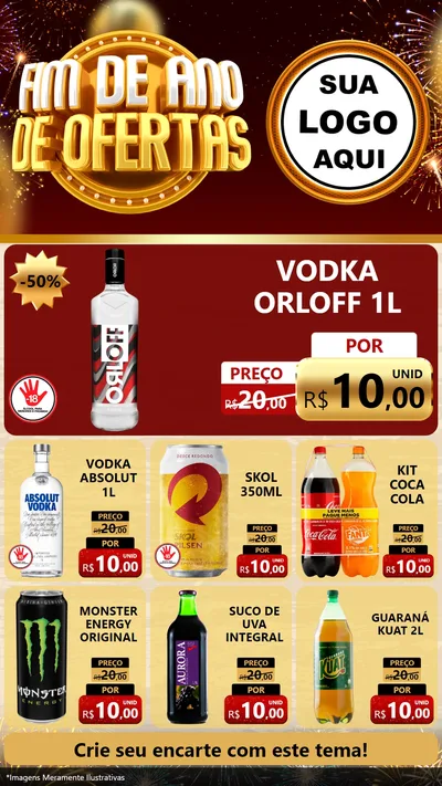 Modelo de Rede Social para Stories com o tema Fim de Ano de Ofertas para Distribuidora de bebidas