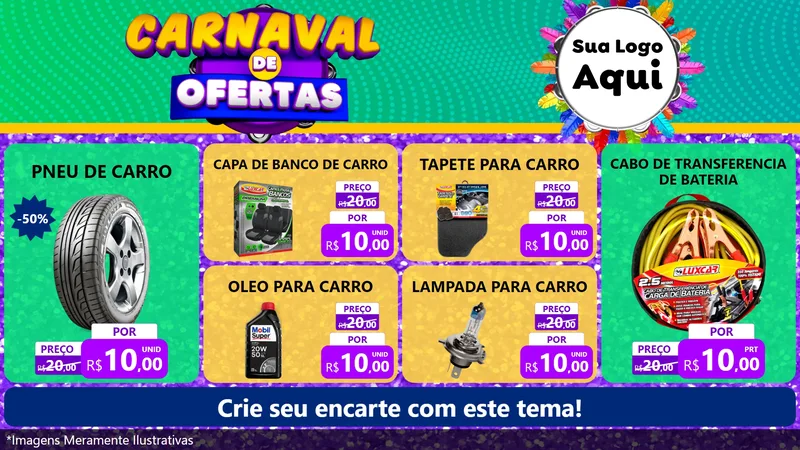 Modelo de TV para TV Horizontal com o tema Carnaval de Ofertas para Auto peças