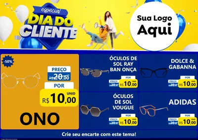Modelo de Encarte para Encarte A4 Horizontal com o tema Especial Dia do Cliente para Óticas