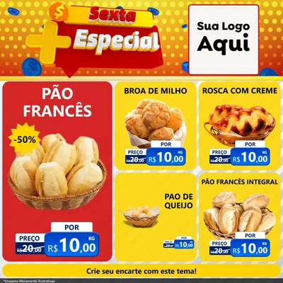 Modelo de Rede Social para Feed Facebook com o tema Sexta Mais Especial para Padaria